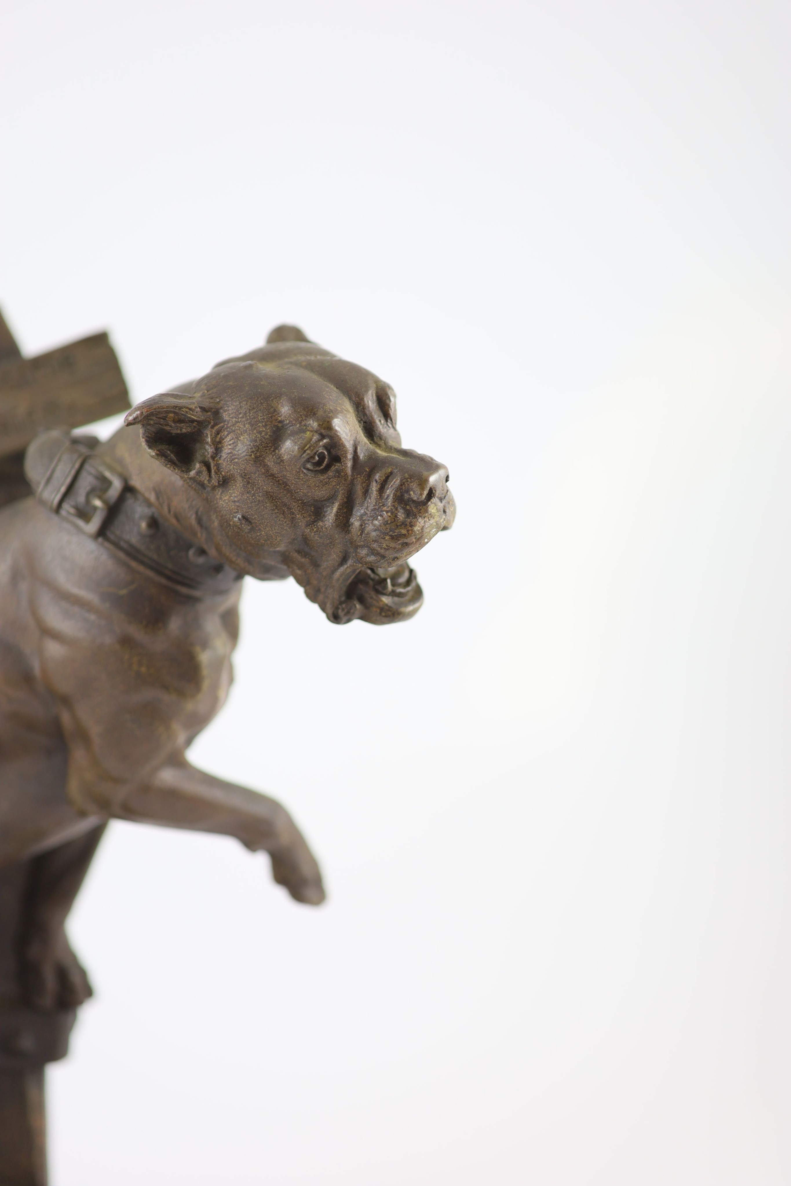 Prosper Lecourtier (1855-1924). A French bronze model of a bull mastiff ‘Prenez Garde au Chien’, H 33cm. W 26cm.